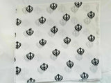 White Khanda Bandana Rumal Sikh Head Wrap Cotton Punjabi Singh Kaur Khalsa Hanky