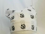 White Khanda Bandana Rumal Sikh Head Wrap Cotton Punjabi Singh Kaur Khalsa Hanky