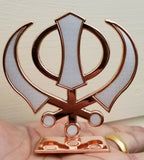 Sikh Punjabi Rose Gold Singh Kaur Khanda Khalsa Car Dashboard Desktop Stand UU4