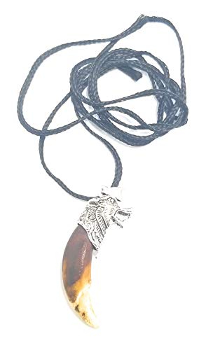 OnlineSikhStore Authentic Real Wolf Tooth Stunning Pendant Evil Eye Protection Witcher Necklace FFF3