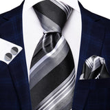 Black Red Striped Silk Wedding Tie For Men Handky Cufflink Gift Men Necktie Fashion Business Party Dropshiping Hi-Tie Designer