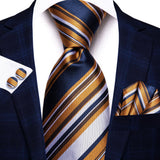 Black Red Striped Silk Wedding Tie For Men Handky Cufflink Gift Men Necktie Fashion Business Party Dropshiping Hi-Tie Designer