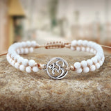 Vintage OM Beaded Bracelets Reiki Symbol White Natural Stone Buddhist Prayer Braided Bracelet Yoga Friendship Meditation Jewelry