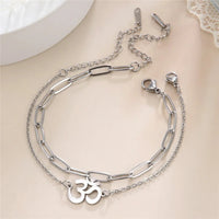 Skyrim Indian Buddhism Yoga OM Anklet Women Stainless Steel Double Layer Beads Chain Ankle Bracelet Amulet Summer Accessories
