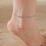 Skyrim Indian Buddhism Yoga OM Anklet Women Stainless Steel Double Layer Beads Chain Ankle Bracelet Amulet Summer Accessories