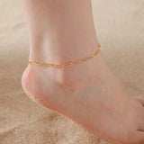Skyrim Indian Buddhism Yoga OM Anklet Women Stainless Steel Double Layer Beads Chain Ankle Bracelet Amulet Summer Accessories