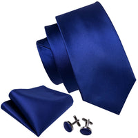 Barry.Wang Navy Royal Sky Blue Silk Men Tie Hanky Cufflinks Set Jacquard Teal Cyan Turquoise Necktie for Male Wedding Business