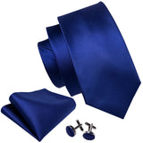Barry.Wang Navy Royal Sky Blue Silk Men Tie Hanky Cufflinks Set Jacquard Teal Cyan Turquoise Necktie for Male Wedding Business