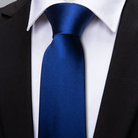 Barry.Wang Navy Royal Sky Blue Silk Men Tie Hanky Cufflinks Set Jacquard Teal Cyan Turquoise Necktie for Male Wedding Business