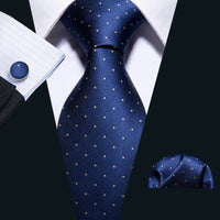 Barry.Wang Navy Royal Sky Blue Silk Men Tie Hanky Cufflinks Set Jacquard Teal Cyan Turquoise Necktie for Male Wedding Business