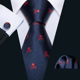 Barry.Wang Navy Royal Sky Blue Silk Men Tie Hanky Cufflinks Set Jacquard Teal Cyan Turquoise Necktie for Male Wedding Business