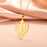 Jeshayuan India Khanda Pendant Necklace For Men Stainless Steel Sikhism Symbol Amulet Jewelry Gift