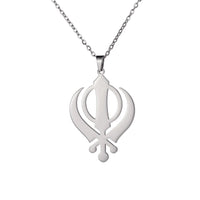 Jeshayuan India Khanda Pendant Necklace For Men Stainless Steel Sikhism Symbol Amulet Jewelry Gift
