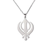 Jeshayuan India Khanda Pendant Necklace For Men Stainless Steel Sikhism Symbol Amulet Jewelry Gift