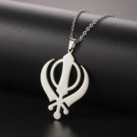 Jeshayuan India Khanda Pendant Necklace For Men Stainless Steel Sikhism Symbol Amulet Jewelry Gift
