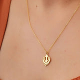 Retro Sikhism Symbol Necklaces Stainless Steel Protection Charm Necklace for Women Khanda Faith Gift Sikh Khanda Pendant Jewelry