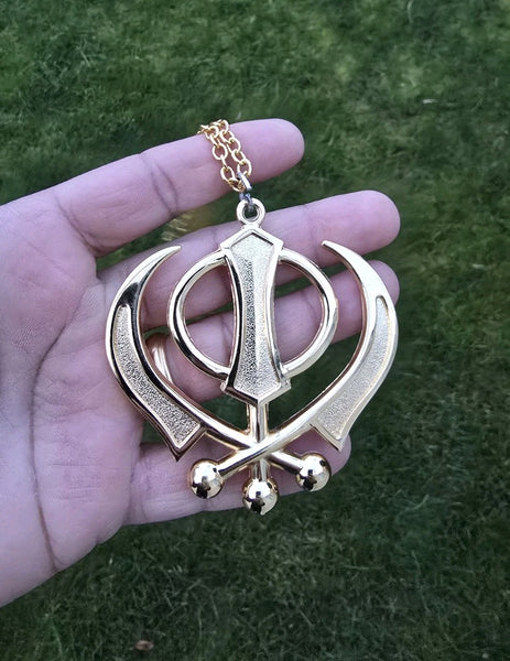 Sikh Khanda Car Hanger Gold Plated Punjabi Stunning Pendant for Rear Mirror New