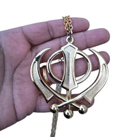 Sikh Khanda Car Hanger Gold Plated Punjabi Stunning Pendant for Rear Mirror New