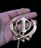 Sikh Khanda Car Hanger Gold Plated Punjabi Stunning Pendant for Rear Mirror New