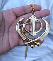 Sikh Khanda Car Hanger Gold Plated Punjabi Stunning Pendant for Rear Mirror New
