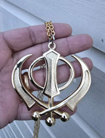 Sikh Khanda Car Hanger Gold Plated Punjabi Stunning Pendant for Rear Mirror New