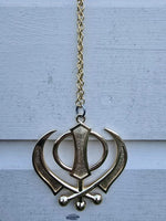 Sikh Khanda Car Hanger Gold Plated Punjabi Stunning Pendant for Rear Mirror New