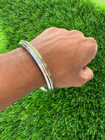 Sikh Kara Stainless Steel Thick Bracelet Brass Line Kada Singh Kaur Khalsa Kakaar Punjabi Sikhism Bangle Karra Edged Design DD52