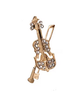 Stunning Vintage Look Gold plated Violin music celebrity brooch broach pin e2G