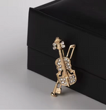 Stunning Vintage Look Gold plated Violin music celebrity brooch broach pin e2G