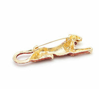 Stunning Diamonte Gold Plated Vintage Look Leopard Christmas Brooch Cake Pin F30