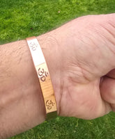 Copper Om Kara Hindu Tamba Bangle Smooth Design Magnetic Ohm Kada Ajustable O2A Meditation Bracelet Karray Karha Sikh BP Health Benefits
