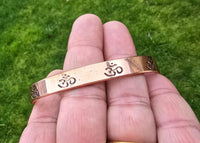 Copper Om Kara Hindu Tamba Bangle Smooth Design Magnetic Ohm Kada Ajustable O2A Meditation Bracelet Karray Karha Sikh BP Health Benefits