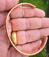 Copper Om Kara Hindu Tamba Bangle Smooth Design Magnetic Ohm Kada Ajustable O2A Meditation Bracelet Karray Karha Sikh BP Health Benefits