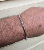 Stainless Steel Thin Kara Sikh Singh Kaur Khalsa Bangle One Edge Collar Design Kada T3A Bracelet Karray Karha Silver Tone Sikhism Kakar 5Ks