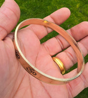 Brass Om Kara Hindu Pittal Bangle Smooth Design Jointless Ohm Kada Meditation O1A Bracelet Karray Karha Sikh Shiv