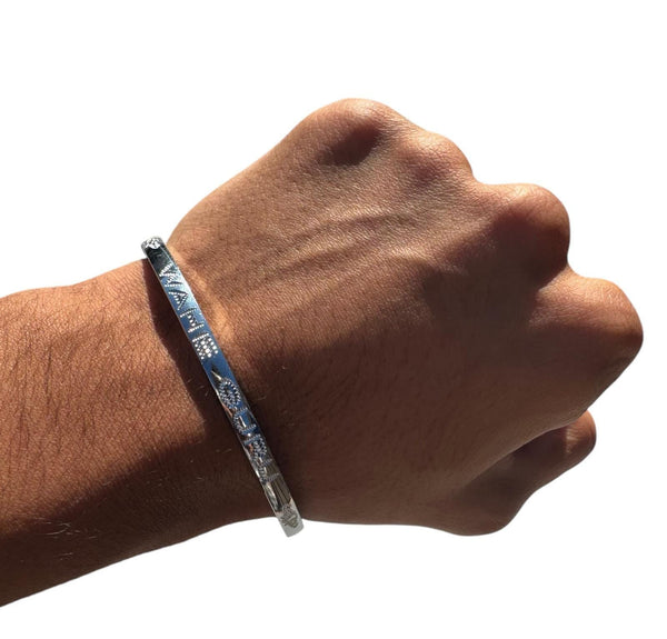 Sikh Kara Silver Plated Waheguru Khanda Laser Engraved Bracelet Kada Singh Kaur Khalsa Kakaar Punjabi Sikhism Bangle Karra Design DD56