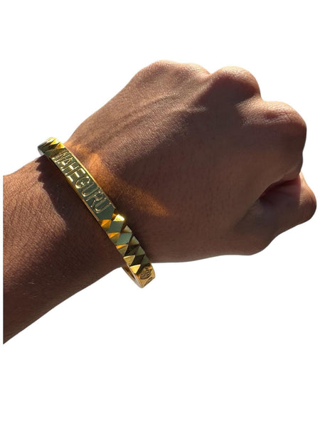 Sikh Kara Gold Plated Khanda Laser Engraved Bracelet Kada Singh Kaur Khalsa Kakaar Punjabi Sikhism Bangle Karra Cut Design DD59