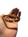 Sikh Kara Gold Plated Khanda Laser Engraved Bracelet Kada Singh Kaur Khalsa Kakaar Punjabi Sikhism Bangle Karra Cut Design DD59