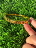Sikh Kara Gold Plated Khanda Laser Engraved Bracelet Kada Singh Kaur Khalsa Kakaar Punjabi Sikhism Bangle Karra Cut Design DD59