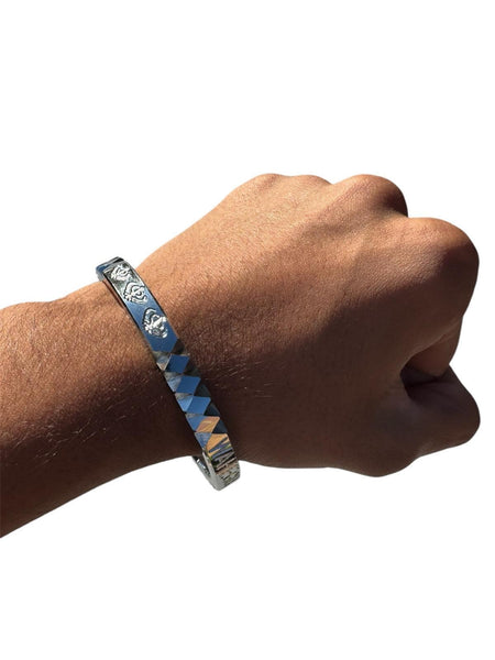 Sikh Kara Silver Plated Khanda Laser Engraved Bracelet Kada Singh Kaur Khalsa Kakaar Punjabi Sikhism Bangle Karra Cut Design DD58