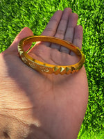 Sikh Kara Gold Plated Khanda Laser Engraved Bracelet Kada Singh Kaur Khalsa Kakaar Punjabi Sikhism Bangle Karra Cut Design DD59