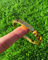Sikh Kara Gold Plated Khanda Laser Engraved Bracelet Kada Singh Kaur Khalsa Kakaar Punjabi Sikhism Bangle Karra Cut Design DD59