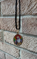 Sikh Pendant Guru Nanak Guru Gobind Singh Ji Oval Photo double sided in Black dori necklace Evil Eye Protection Nazar Shield DD57