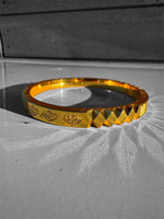 Sikh Kara Gold Plated Khanda Laser Engraved Bracelet Kada Singh Kaur Khalsa Kakaar Punjabi Sikhism Bangle Karra Cut Design DD59