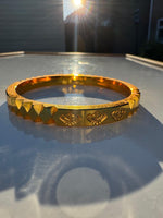 Sikh Kara Gold Plated Khanda Laser Engraved Bracelet Kada Singh Kaur Khalsa Kakaar Punjabi Sikhism Bangle Karra Cut Design DD59