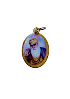 Sikh Pendant Guru Nanak Guru Gobind Singh Ji Oval Photo double sided in Black dori necklace Evil Eye Protection Nazar Shield DD57