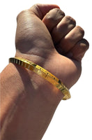 Sikh Kara Gold Plated Khanda Laser Engraved Bracelet Kada Singh Kaur Khalsa Kakaar Punjabi Sikhism One Edge Collar Bangle Karra Design DD61