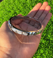 Sikh Kara Silver Plated Khanda Laser Engraved Bracelet Kada Singh Kaur Khalsa Kakaar Punjabi Sikhism Bangle Karra Cut Design DD58