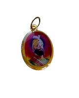 Sikh Pendant Guru Nanak Guru Gobind Singh Ji Oval Photo double sided in Black dori necklace Evil Eye Protection Nazar Shield DD57