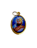 Sikh Pendant Guru Nanak Guru Gobind Singh Ji Oval Photo double sided in Black dori necklace Evil Eye Protection Nazar Shield DD57